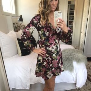 Altar'd State Floral Wrap Dress Size Small Maroon